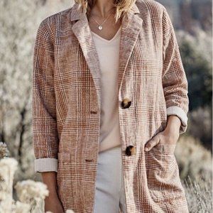 NWOT J. Jill Harper Henna Relaxed Linen Boyfriend Blazer Jacket Medium Petite MP